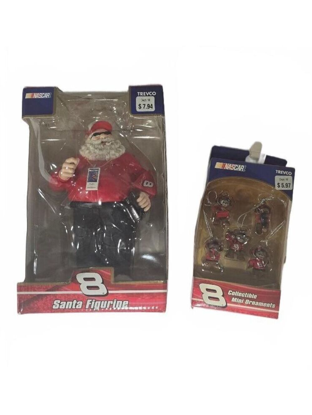 NASCAR Dale Earnhardt Jr. #8 Santa Figurine and Collectible Mini Ornaments Set